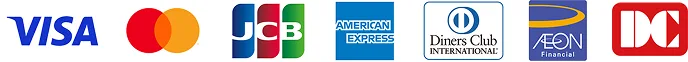 VISA, MasterCard, JCB, AmericanExpress, Diners, AEON, DC